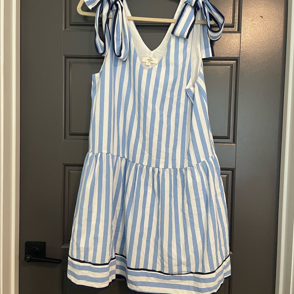 Entro Blue and White Striped Sundress